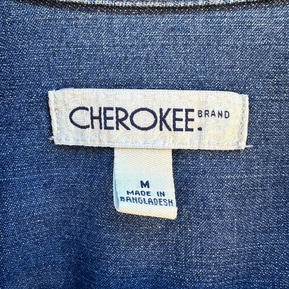Cherokee Blue Jean Jacket with Pink Floral Embroidery - Picture 4 of 5